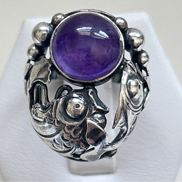 Vintage Niels Erik From Denmark Amethyst Sterling Silver...